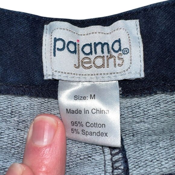 Pajama Jeans Womens Medium Pull On Stretch Pants Denim Wide Leg Dark Wash - Picture 5 of 16